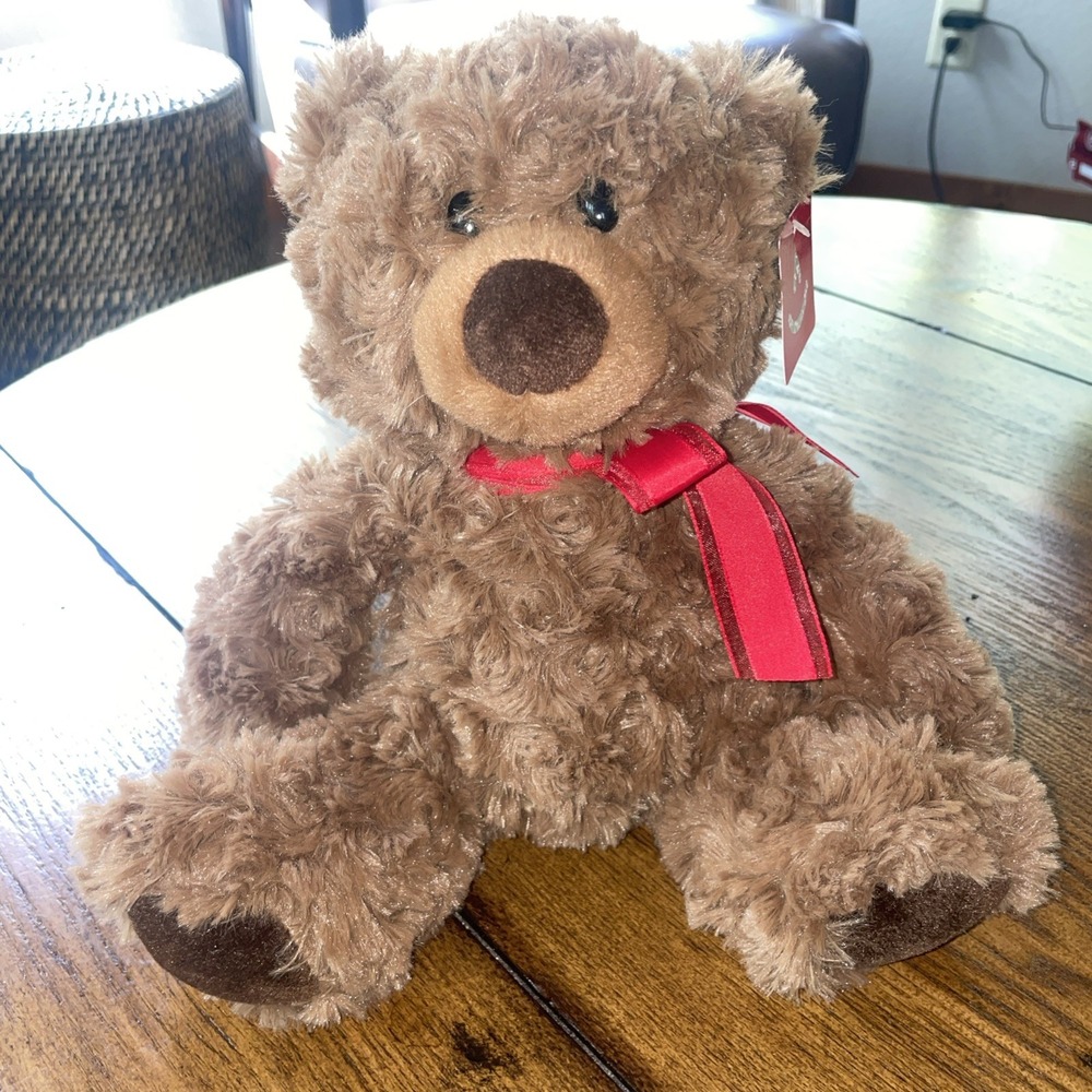 Aurora Plush Teddy Bear with Red Ribbon 2015 Stuffed Animal NWT‎